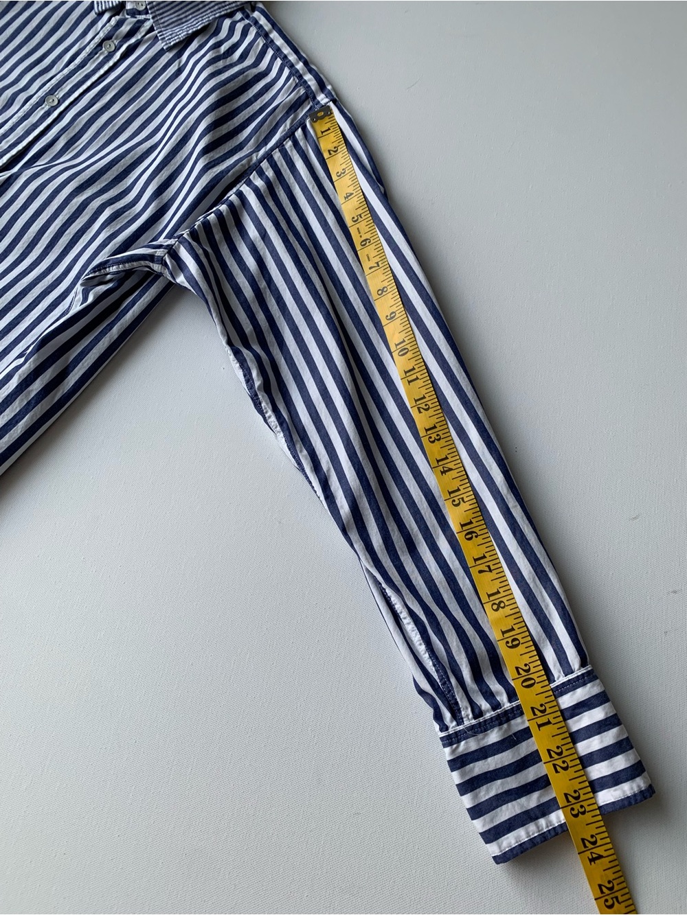 Rag & Bone Women Blue and White Vertical Stripe Dress Shirt size l - Picture 8 of 12
